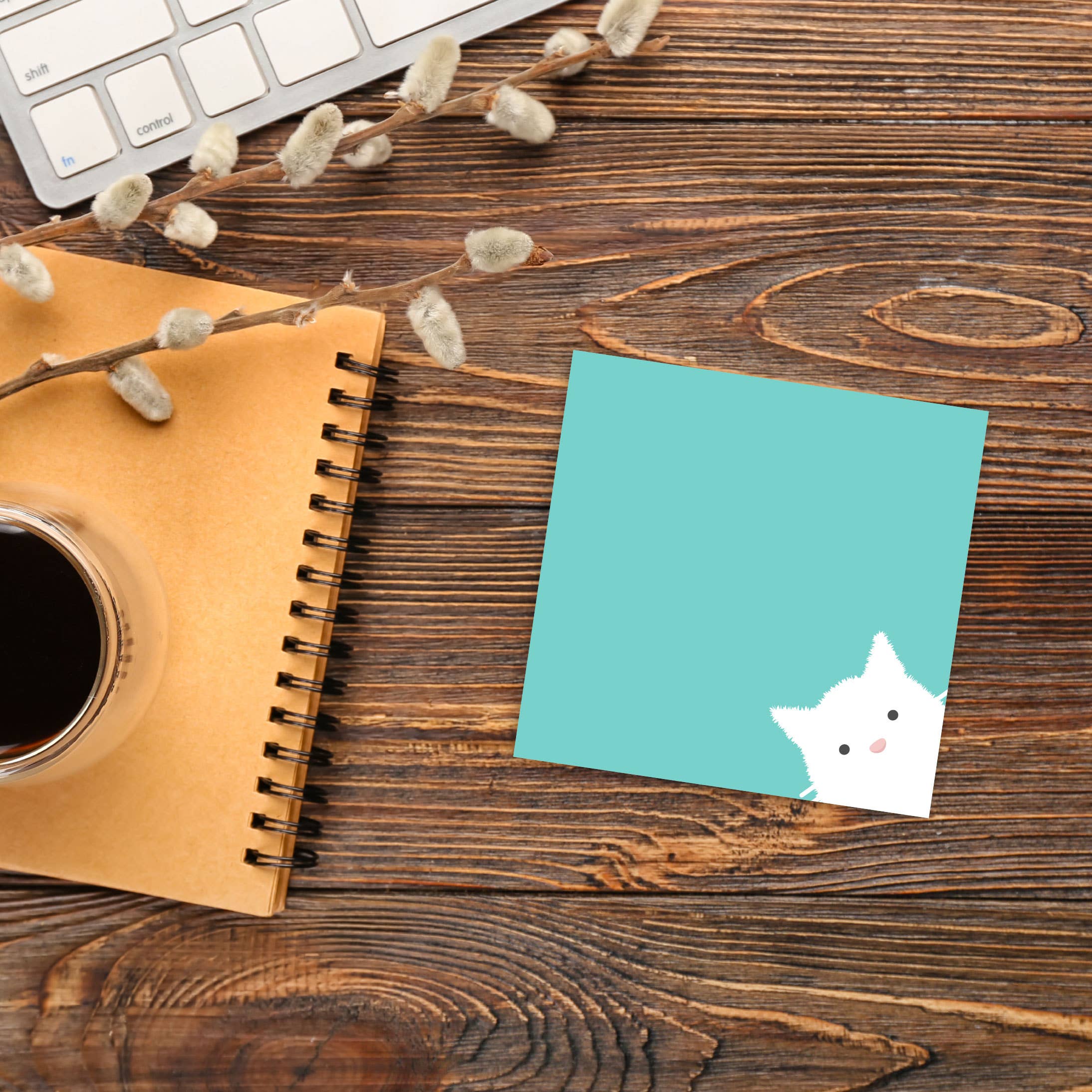 The Minimalist Muse: "Peeking Cat" 3x3 Minimalist Sticky Notes