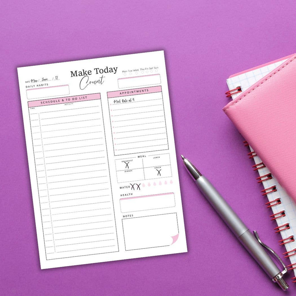 The Daily Dashboard: "Make Today Count" 6x8 Oversized Planner Sticky Notes