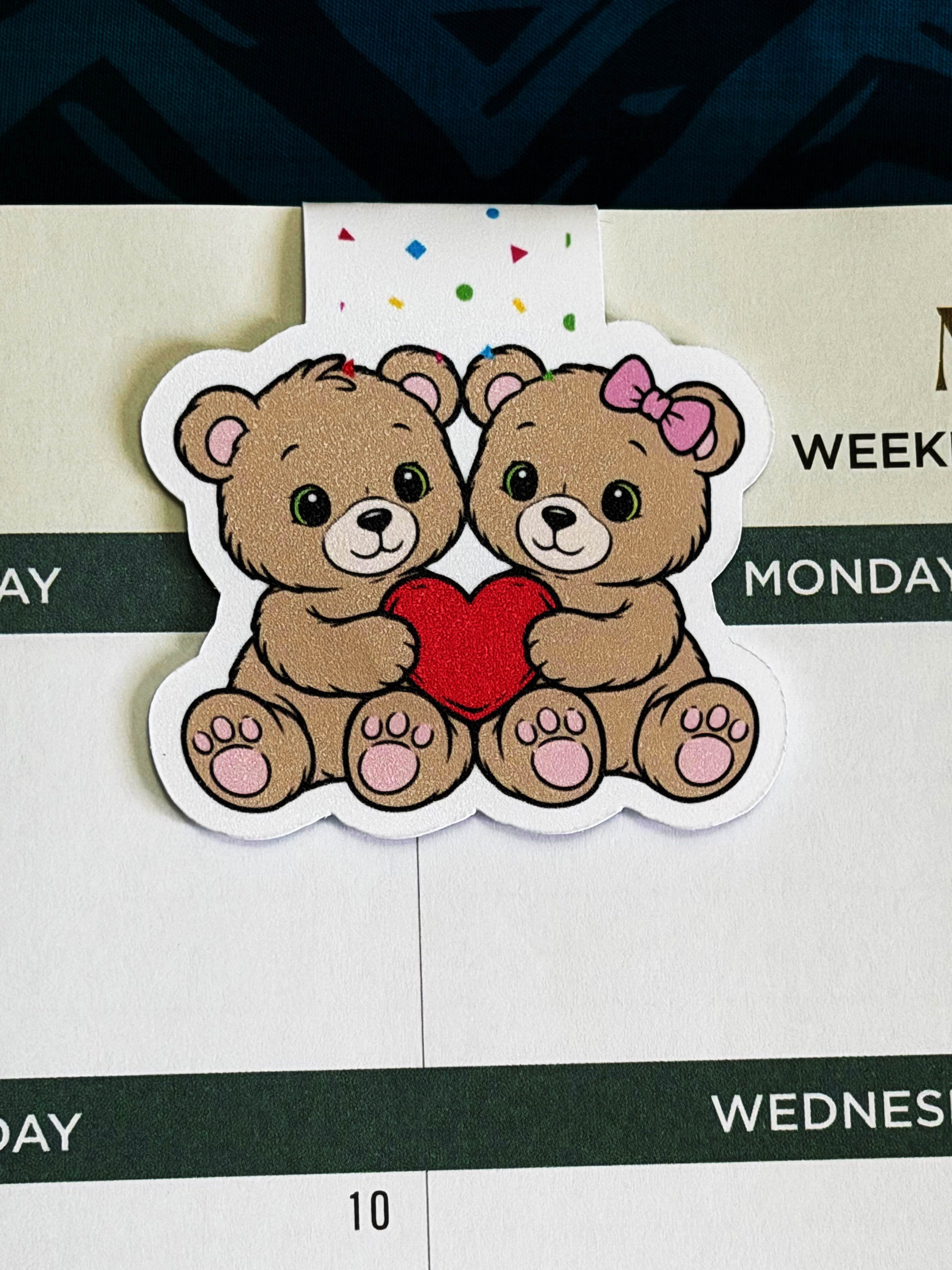 "Better Together" Twin Teddy Bears Magnetic Bookmark