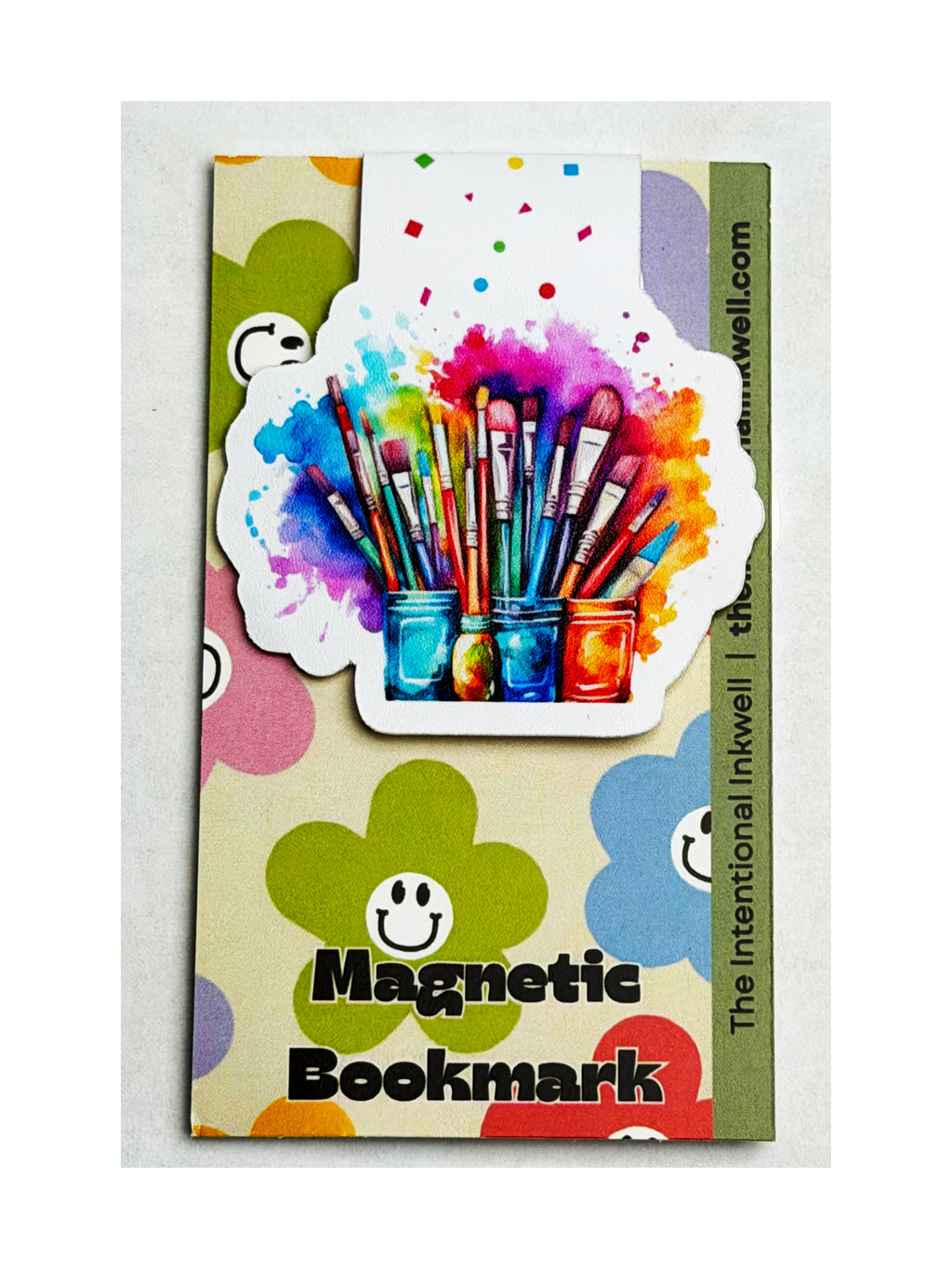 "Creative Flow" Watercolor Paintbrush Magnetic Bookmark