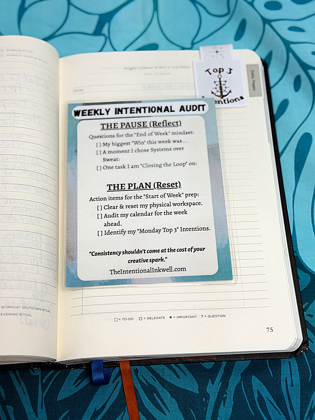 The Weekly Intentional Audit Dashboard (Wide Laminated Bookmark)