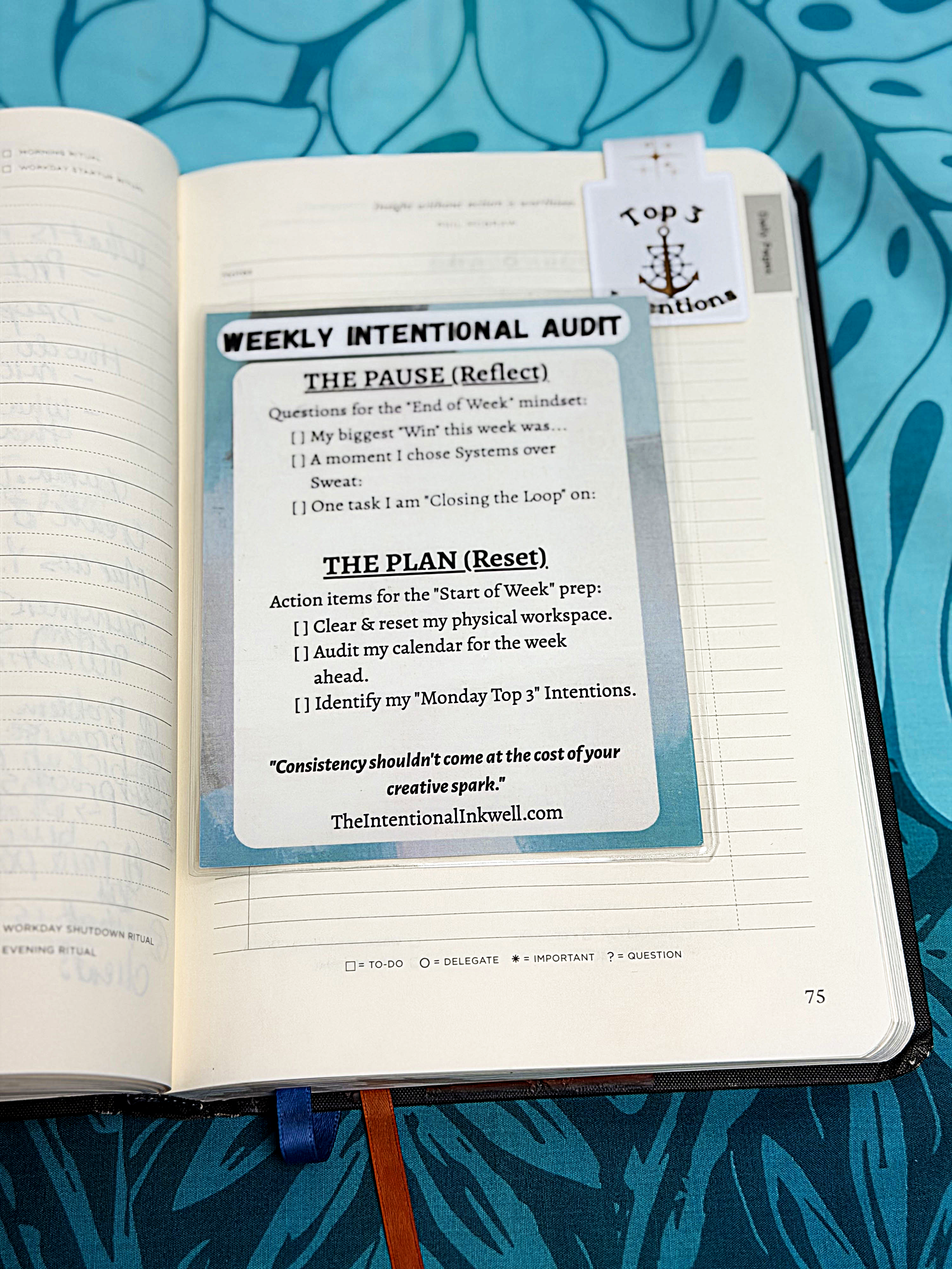The Weekly Intentional Audit Dashboard (Wide Laminated Bookmark)