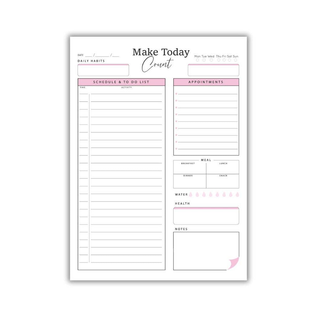 The Daily Dashboard: "Make Today Count" 6x8 Oversized Planner Sticky Notes