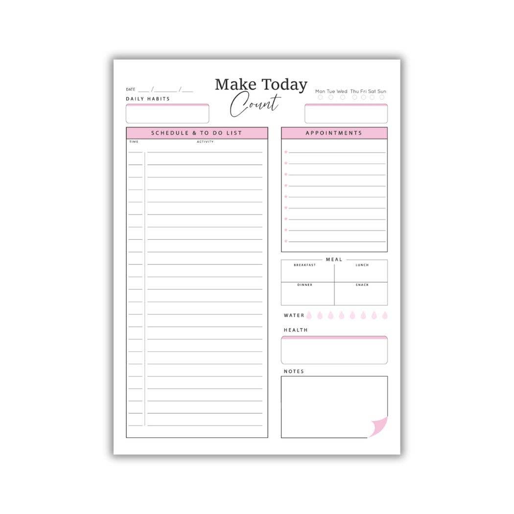 The Daily Dashboard: "Make Today Count" 6x8 Oversized Planner Sticky Notes