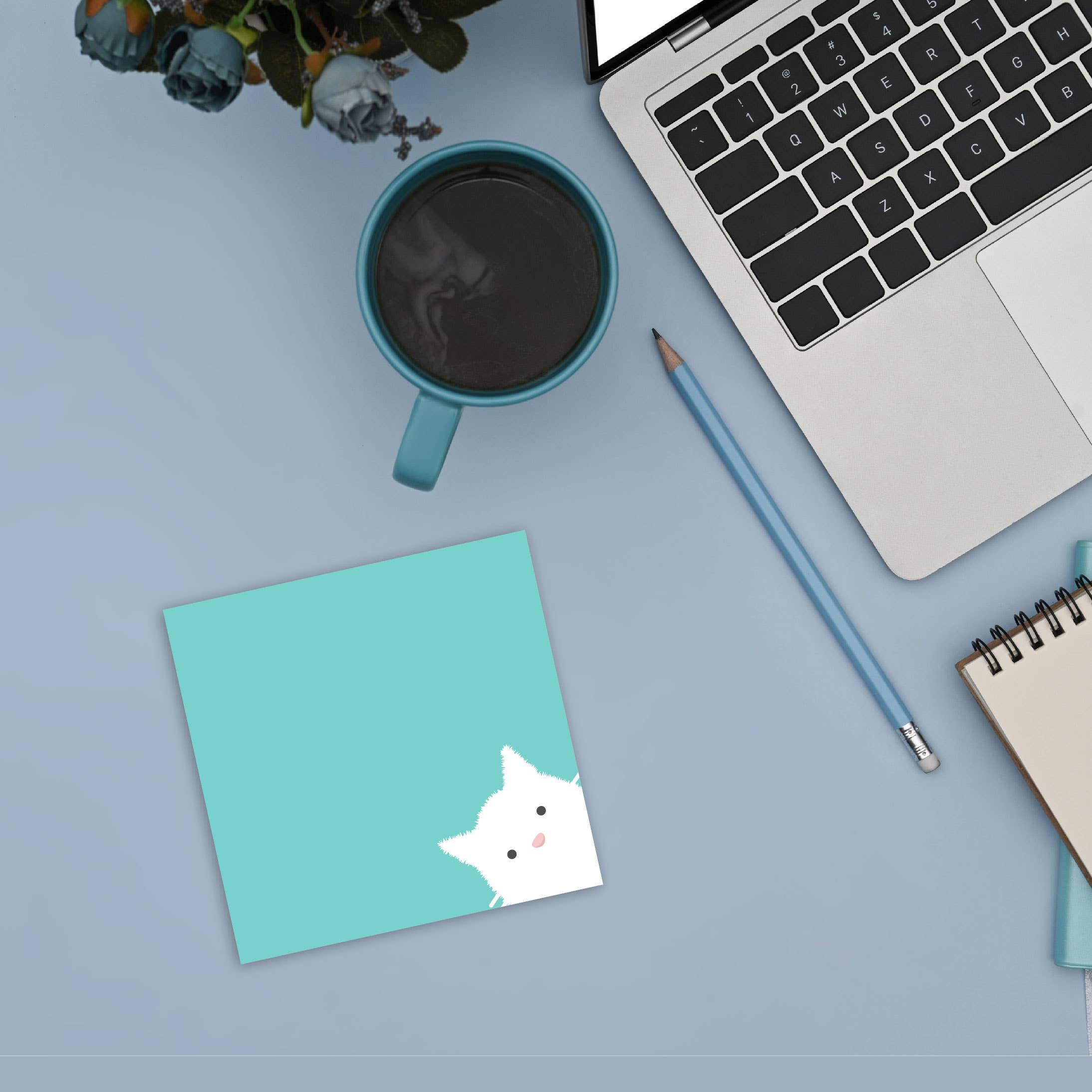 The Minimalist Muse: "Peeking Cat" 3x3 Minimalist Sticky Notes