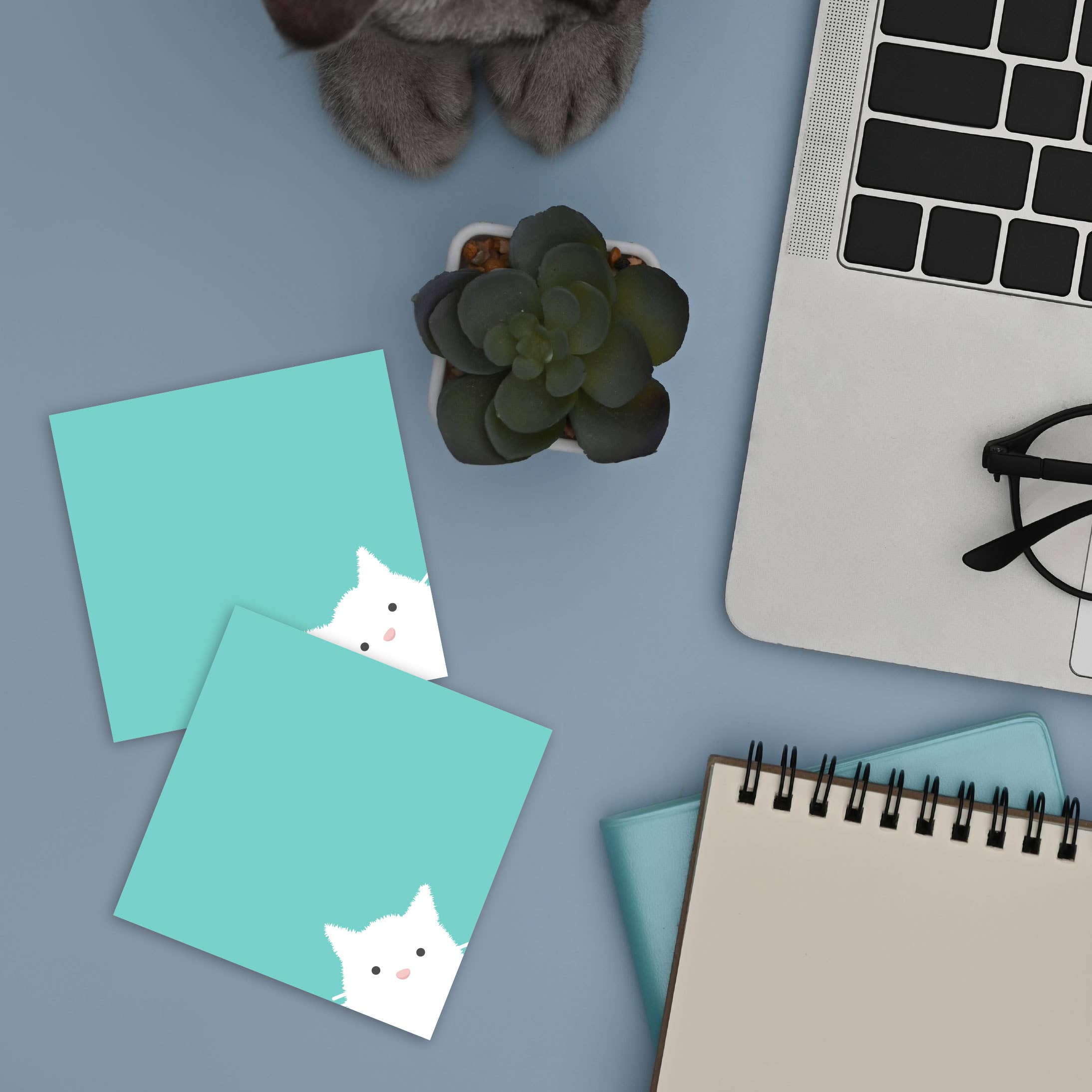 The Minimalist Muse: "Peeking Cat" 3x3 Minimalist Sticky Notes